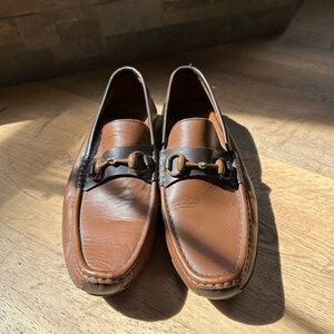 Gucci Brown Leather Bit Loafers with Dark Brown Strap (men’s)